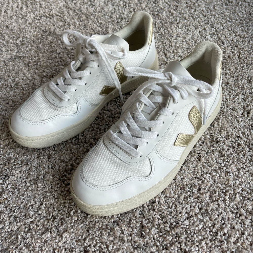 Veja White and Gold Women's Sneakers